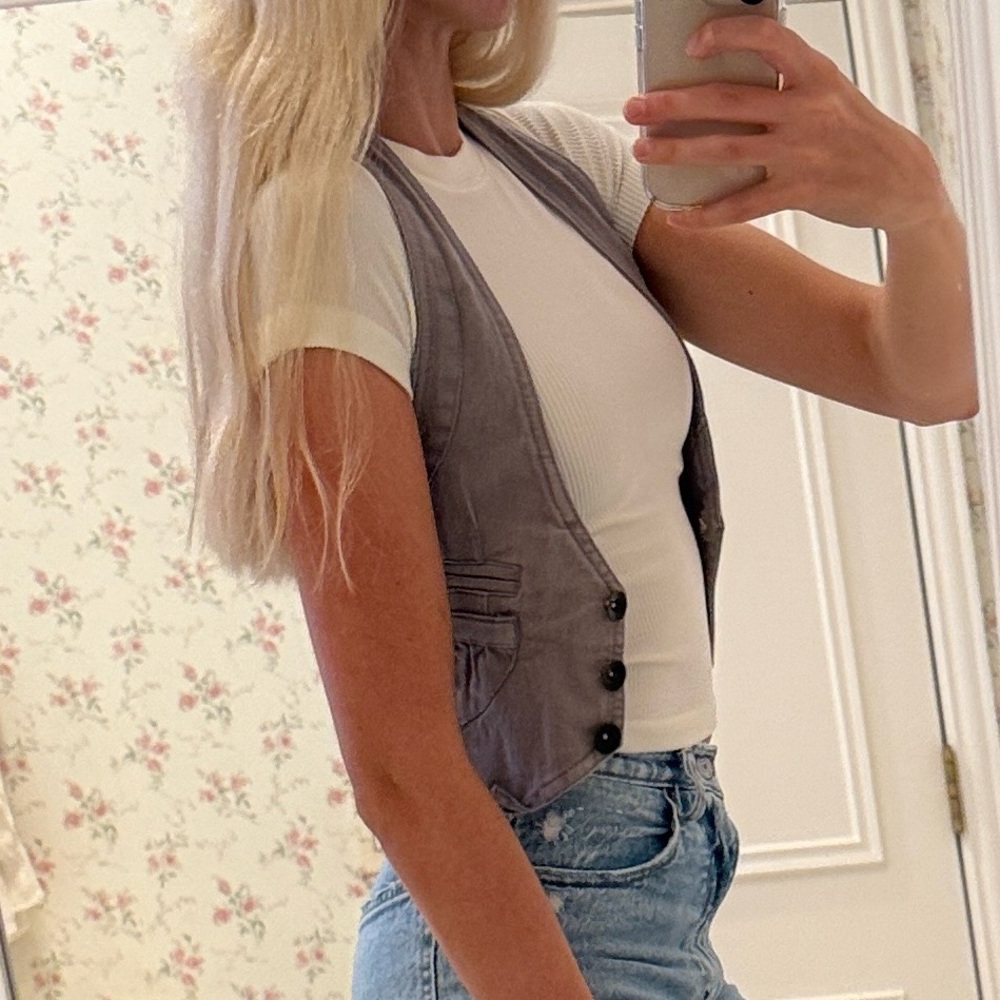 Gray Jean Vest - Picture 2 of 9